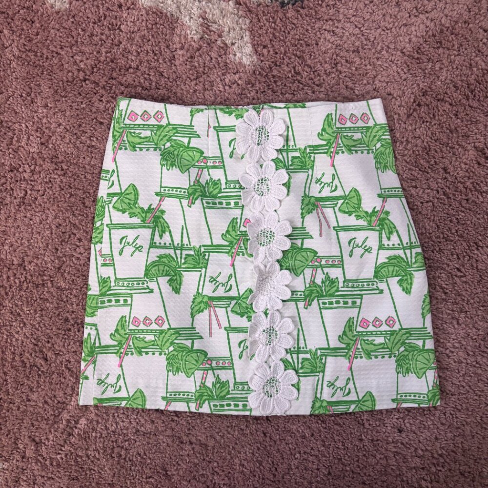 Lilly Pulitzer Just Add Mint Julep Skirt Size 4 Pink Green White Style 52577 - Picture 2 of 8